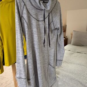 Gray Hooded Long Sleeve Dress